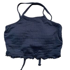 Salt + Cove Women's Seersucker Lace-up Tankini Top